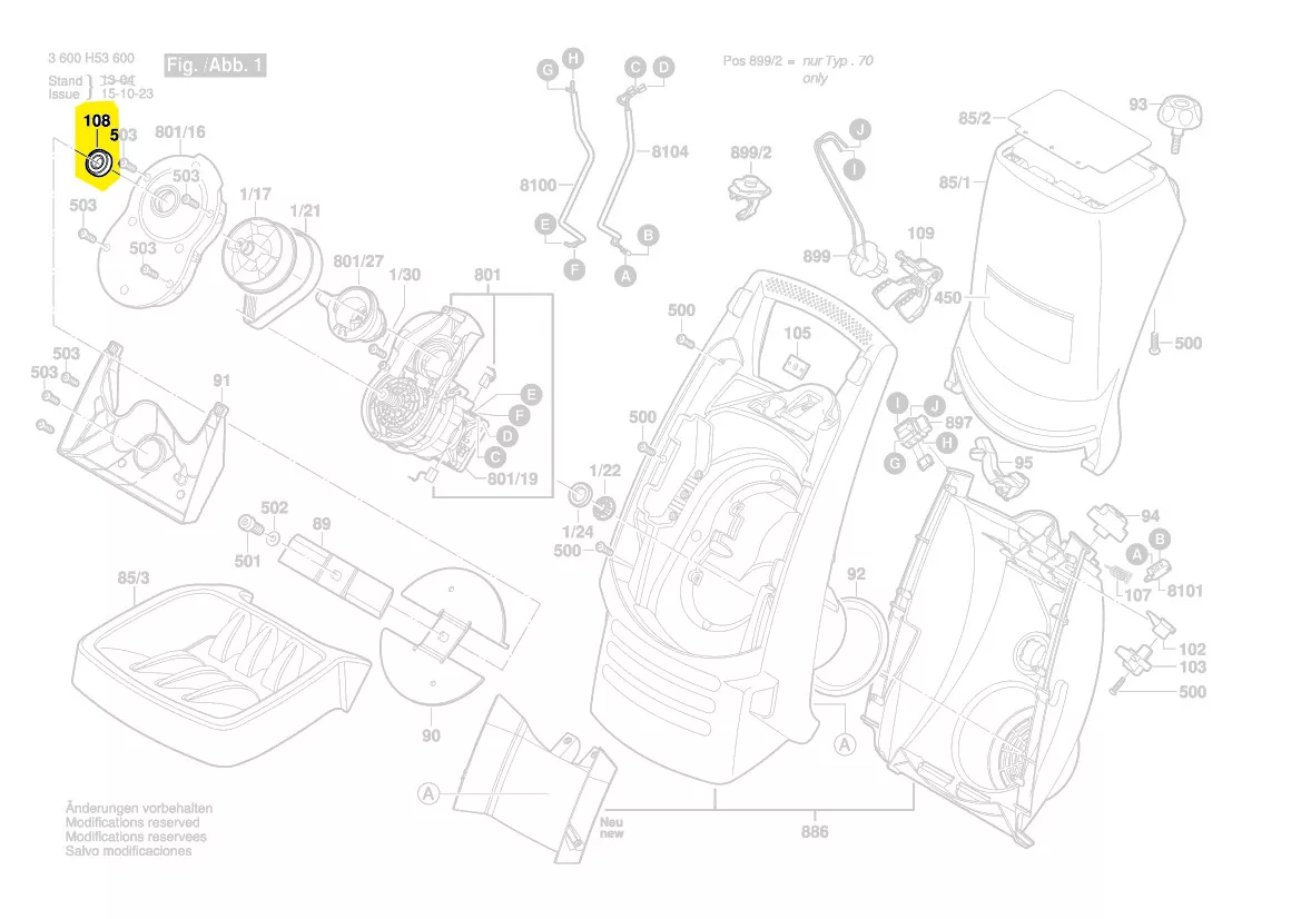 palier axe porte-couteau AXT Rapid 180, 200, 2000 et 2200 Bosch